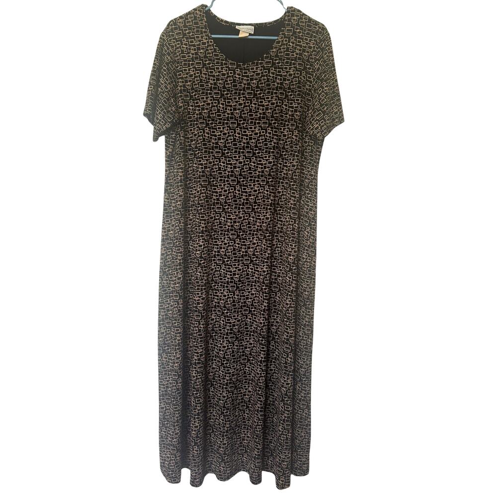 Impressions of California 2X Vintage 90s Geometric Maxi Dress Stretch Grunge